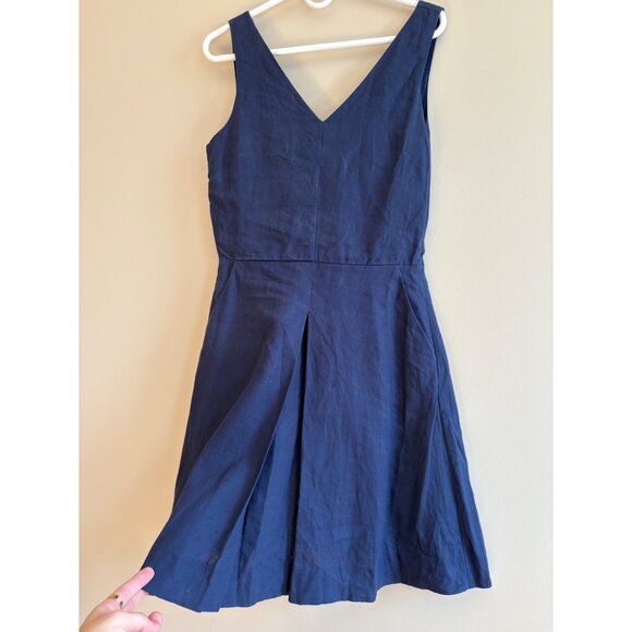GAP 100% Linen Sleevelese Fit & Flare Midi Dress in Comet Blue Size 4 Tall - Picture 4 of 11